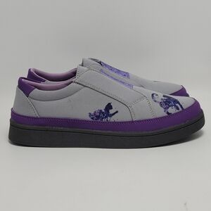 Playful Pets Slip-On Elastic Top Canvas Sneakers Cat Design Size 9